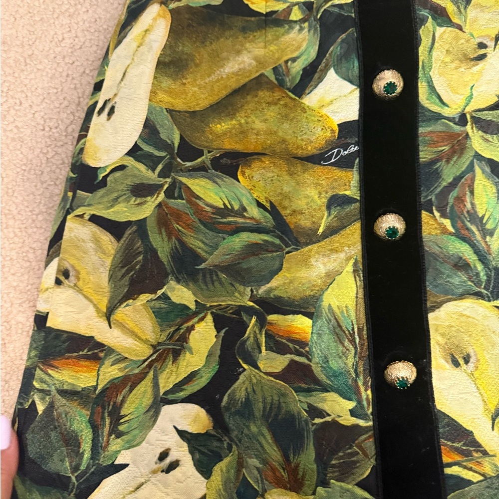 Dolce & Gabbana Multicolor Leaf Print Skirt